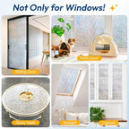 rabbitgoo Rainbow Window Privacy Film Decorative Stained Glass Diamond Pattern Window Sticker with Iridescent Tint Non-Adhesive Static Cling for Home Office Crystal Pattern, 17.5 x 118.1 inch