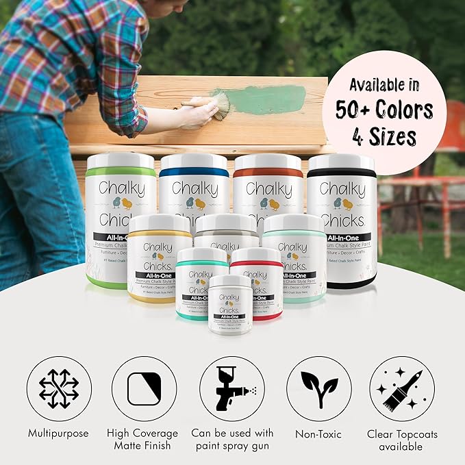 Chalky Chicks All-in-One Chalk Paint for Furniture or Cabinet - 4 Fl Oz - Matte Finish Paris Pink for Metal, Wood Furniture Paint - No Sanding All-in-One for Home Decor & Crafts, USA Made