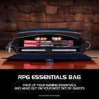 ENHANCE Collector's Edition RPG Player's Essentials DND Bag - Dragon Hide Exterior Messenger Bag Fits 2-4 Books, Binders, Dice & Accessories, with 17 inch Laptop Slot, Battlemap Straps (Dragon Blue)