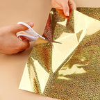 Briartw 20x29cm Hot Foil Paper 50 Sheets Pack Toner Reactive Foil Hot Stamping Foil Paper by Laser Printer and Laminator for Scrapbooking Craft Cardmaking DIY Album (Gold Crystal Point, 50 Sheets)