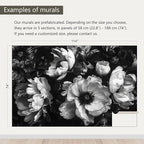 AFZEVEB-Black Peony Floral Wallpaper Vintage Large Flower Wall murals for Bedroom 114"x74"(Not Peel and Stick)