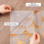 DKTIE Geometric Art Stained Glass Window Film Bathroom Window Privacy Film Frosted Glass Static Clings Non Adhesive with Installation Tools, Modern Home Improvement Style (S117, 17.7'' x 78.7'')