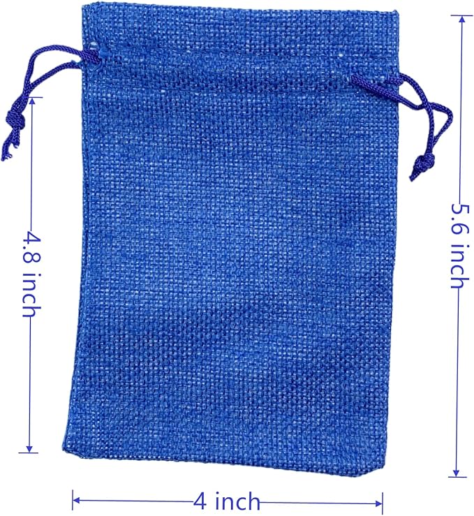 Palmhomee Pack of 25 Burlap Gift Bags with Drawstring Linen Jewelry Pouches Wedding Hessian Jute Bags for Birthday Jewelry and Treat Pouches Party Wedding Favors Gift Art and DIY Craft (4x5.6 Inch, Royal Blue)