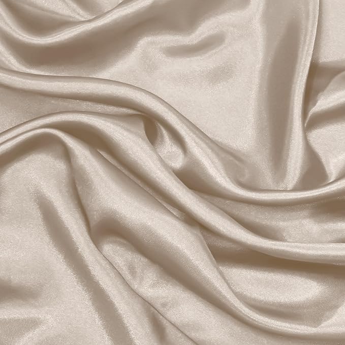 RUDONG M Beige Satin Fabric by The Yard, 5 Yard x 60 Inch Wide Silky Charmeuse Satin Fabric, Soft Satin Fabric for Wedding Decorations, Bridal Dress, Sewing, Accessories, DIY Crafts