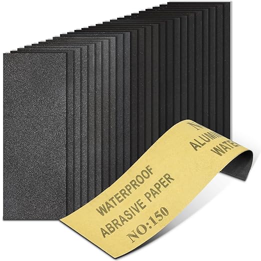 20PCS Sand Paper 150 Grit Sandpaper Sheets, 9 x 3.6 Inch Wet Dry Sandpaper Sheets, Sand Paper for Metal, Wood Furniture, Automotive and Crafts
