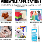 CALPALMY 100ml Gloss Air Dry Clay Glaze with 29pcs Clay Tools Kit – Clay Varnish Sealant for Surface Protection, Pottery and Sculpting Tools for Carving, Shaping, and Molding Crafts
