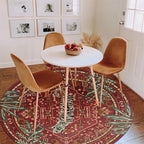 Tribal Rugs Summer Tropical 4ft Round Area Rugs Wine Red Traditional Boho Vintage Oriental Rug for Bedroom Kitchen Dining Living Room Indoor Entryway Washable Hippie Circle Carpet