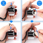 FEBSNOW Handheld Tally Counter Clicker 4 Digital Number Click Counter for School Event Golf Sports Office Stadium