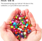Wiz Dice Halfling's Haversack: Second Breakfast 10mm Miniature Polyhedral Dice (140-pack) 20 Sets of 7 Mini D&D Dice