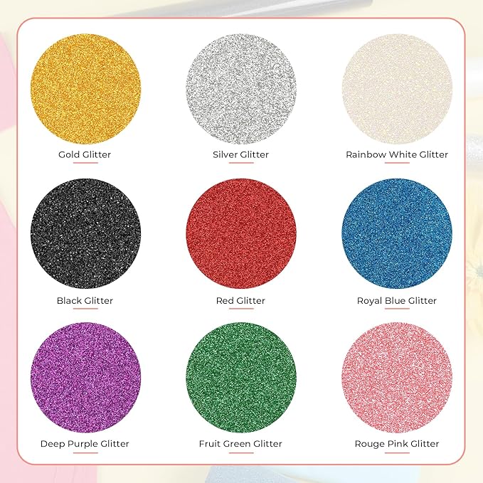 HTVRONT Glitter HTV Heat Transfer Vinyl Bundle: 10 Pack 12"x12" Iron on Vinyl for T-Shirt (1 PTFE Sheet Included), PU HTV Easy to Cut & Weed for Heat Design