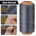 Tikjiua 492ft Upholstery Needle Threads, 164Yards Leather Waxed Thread with Curved Needles, Upholstery Repair Leather Thread and Needles for Canvas Carpet Sofa Furniture Repair