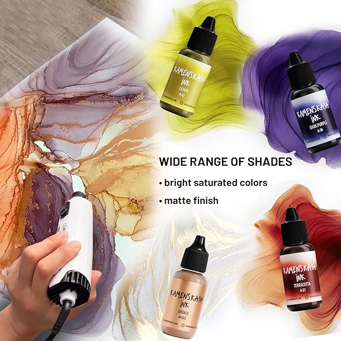 Alcohol Ink Set #6: Matched Color Combination of Alcohol Inks, 4 pcs. 0.51 fl oz (15 ml) Each