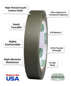 BookGuard 0.75 inch Premium Bookbinding Repair Cloth Tape, 15 Yard Roll, Olive