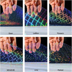 36 Sheets Holographic Sticker Paper, Clear Vinyl Laminate Film for Stickers Self-Adhesive, Transparent Overlay Lamination Sticker Paper Waterproof, 6 Patterns-8.5x11 Inch