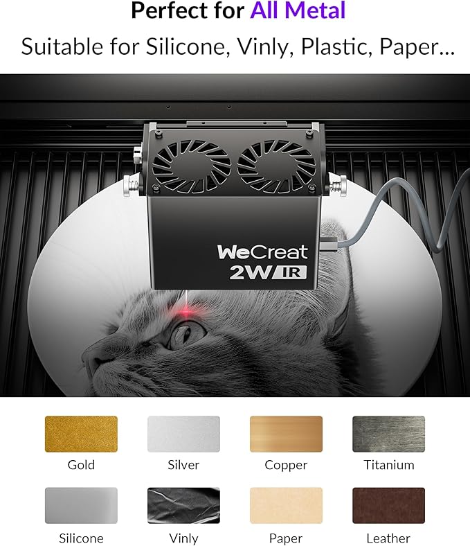 WECREAT Vista 2W Laser Engraver, 0.03 x 0.03mm Ultra Precision, with TopView Camera, Compact Diode Desktop Laser Engraving Machine for Metal Jewelry Leather Vinyl Silicone Paper Gift Making