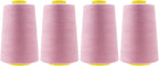 Mandala Crafts 4 Pack of Serger Threads Cones Spools - 40S/2 24000 Yards Polyester Dusty Rose Threads for Sergers Machine and Overlock Quilting Sewing Machine