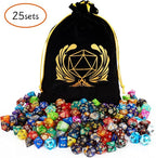 Coyeekn DND Dice Set, 25 x 7 (175 Pieces) Polyhedron Dice 25 Colors Dice for Dungeons and Dragons Tabletop Role-Playing Games with 1 Large Flannel Bag