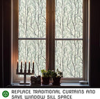 DKTIE Window Film Privacy with Installation Tools, Decorative Stained Glass Window Clings for Home, Static Cling Window Sticker for Front Door, Bathroom, Glass Door (Dark Green, 17.7'' x 118.1'')