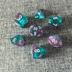 DND RPG Dice Set, Nebula Polyhedral Dice for Dungeons and Dragons, Mystery 7-Piece Set (Green Purple)