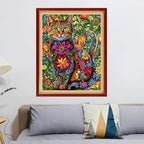 Stamped Cross Stitch Kits - Beach Night Landscape Counted Cross Stitch Kits for Beginners Adults Needlepoint Cross-Stitch Patterns-Flower Cat 16x20 inchs