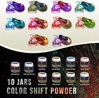 BALTIC DAY - Mica Powder, 100 Colors - 10 Chameleon Mica Powder for Epoxy Resin 10g/Bottle - Resin Colorant for Lip Gloss, Soap Making, Candle, Nail, Bath Bomb, Paint, Car Freshies