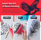 Linocut Printing Kit - Stamp Making Carving Tools - Crafts for Adults - Christmas Unique Gifts - Teen Boy Gifts - Birthday Gift Ideas for Women - Hobbies DIY Kits for Adults, Boys, Girls, Women, Men