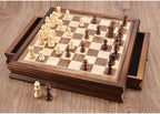 AMEROUS 12.8" x 12.8" Magnetic Wooden Chess Set with 2 Built-in Storage Drawers - 2 Bonus Extra Queens - Gift Packaging - Staunton Chess Pieces, Board Games Chess Sets for Adults and Kids
