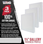 U.S. Art Supply Square Stretched Canvas for Painting 12x12 inch Gallery Depth 1-1/2" Thick, 3-Pack - 12oz Acrylic Gesso Triple Primed, Professional Artist Quality, 100% Cotton - Pouring, Oil Paint