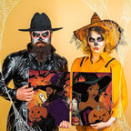 Zhanmai 12 Pack Pre Drawn Canvas for Painting Sip and Paint Kit 8" x 10" Paint Party Set Canvas Painting Pre Printed Canvases for Party Favor DIY Virtual Adult's Date Night(Witch Couple)