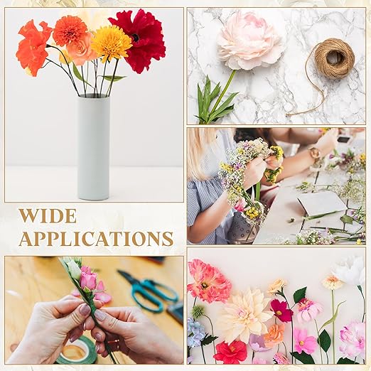 uxcell 100Pcs 2 Gauge Floral Wire, 11.81" Length Flower Stem Wires with 0.08" x 32.8ft Twine for Wreath Making, Flower Arrangement, Brown