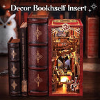Fsolis Book Nook Kit, DIY Miniature Room House Kit 3D Wooden Puzzle Craft Kit for Adults Decorative Bookend Bookshelf Bookcase Nook Decor Gifts for Women Teens and Book Lovers (Flam Common Room)