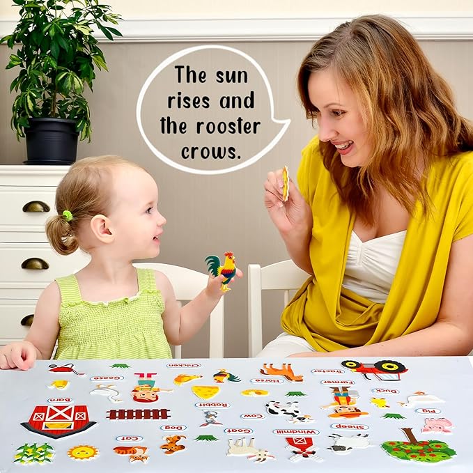 Felt Flannel Board Story Pieces for Toddlers Preschool, Kids Interactive Storytelling Teaching Play Kits with Words Felt Pieces (New Farm)
