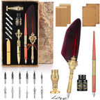 Feather Quill Pen and Ink Set 27Pcs Calligraphy Pens Fountain Pen Calligraphy Kits for Beginners,Stationary Set for Calligraphy, Writing, Sign,Christmas Gift