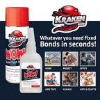 Kraken Bond Wow! CA Glue (24x3.50 oz) with Spray Adhesive Activator (24x13.50 fl oz) - Cyanoacrylate, with Activator, Fast CA Glue for Woodworking, Crazy & Craft - 24 Pack