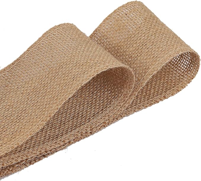KINJOEK 2 Inch Wide 54 Yards Burlap Ribbon, Natural Jute Fabric Ribbon Crafts Ribbon for Christmas Wedding Gifts Burlap Fabric DIY for Decoration