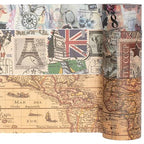 YUBX Vintage Washi Tape Set 10 Rolls Wide Decorative Antique Map Stamp Newspaper Masking Tapes for Arts, DIY Crafts, Journals, Planners, Scrapbook, Wrapping 9/16'', 13/16'', 1'', 1 3/4'', 2 3/8''