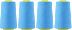 Mandala Crafts 4 Pack of Serger Threads Cones Spools - 40S/2 24000 Yards Polyester Sky Blue Threads for Sergers Machine and Overlock Quilting Sewing Machine