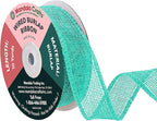 Mandala Crafts Turquoise Burlap Wired Ribbon 1.5 Inches Wide Jute Ribbons for Crafts - 10 Yds Roll Rustic Burlap Wrap Trim Ribbons for Wreaths Bows Party Decoration