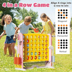 Ancaixin Giant 4 in-A-Row Connect Game Set, Adjustable Height Jumbo Yard Game with Basketball Hoop, Golf, Mesh Pocket & Ring Toss, Indoor Outdoor Family Backyard Party Game for Kids and Adults, Yellow