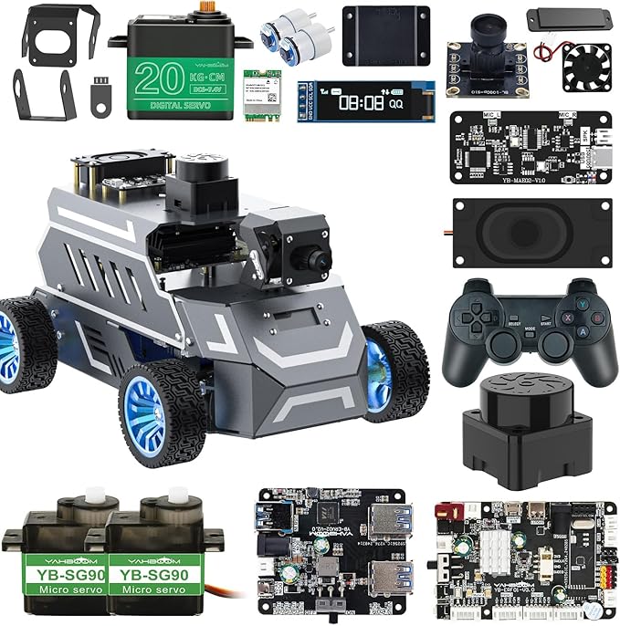 Yahboom ROS2 Robot Car Ackerman Steering Chassis,AI Visual Recognition Embodied Intelligence AI for Jetson Nano B01 4GB,User Manual Included (Standard Ver Without Nano)