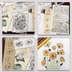 ORIGACH 9 Sheets Plants and Flowers Clear Stamps Silicone Transparent Stamps for Card Making Decoration and DIY Scrapbooking