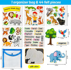 PENGFULL Felt Flannel Board Story Pieces for Toddlers Preschool,Kids Interactive Storytelling Teaching Play Kits for Flannel Board,with Words Felt Pieces(New Zoo)