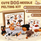 Mayboos 6 Pcs Needle Felting Kit, Animal Needle Felting Beginner Kits Wool Felt Needle Felting Tools with Instruction for DIY Craft Animal Home Decoration (Cute Dog)