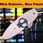 4.7 INCH Small Sewing Scissors,Embroidery Scissors With Cover,Sharp pointed tip,Travel Scissors In A Pouch,Mini Stainless Steel Crochet Scissors for Craft Art Work Color BLUE