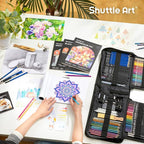 Shuttle Art 116 PCS Drawing Kit, Professional Drawing Supplies with Sketch, Charcoal, Colored, Graphite, Pastel Pencils & Sticks, Complete Drawing Tools and Paper Pads in Zipper Case for Artists&Kids