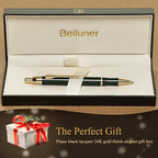 BEILUNER Luxury Gel Pen with 24K Gold Electroplating Finish, Green Piano Lacquer, Luxury Grade Craftsmanship, Best Gel Pen Gift Set for Men and Women