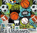 AFZEVEB-Colorful Graffiti Wallpaper Hand-Painted Ball Wall murals for Kids Room 114"x74"(Not Peel and Stick)