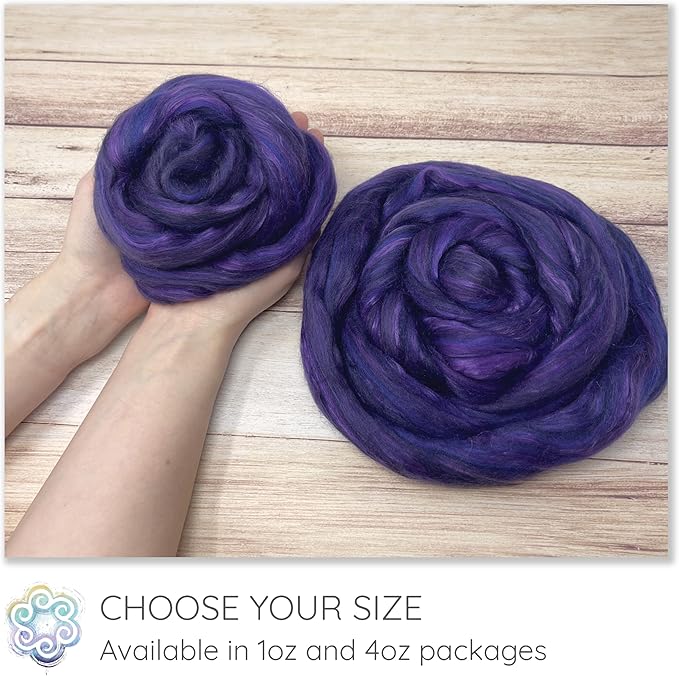 Merino Silk Luxe Tonal Designer Blend. Superfine Merino, Mulberry, Tussah Silk. Top Roving for Spinning or Felting. Silver Mist 1oz