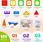 cossy 120Pcs Magnetic Tiles Magnetic 3D Building Blocks Set Educational Construction Toys for 3+ Year Kids with Stronger Magnets, Educational Toys, Recreational, Conventional