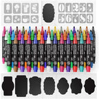ARTEZA Liquid Chalk Markers, 42 Colors Pack with 50 Chalkboard Labels, Fine Tip Chalk Pens for Blackboard, Whiteboard, Windows, Mirrors, Glass